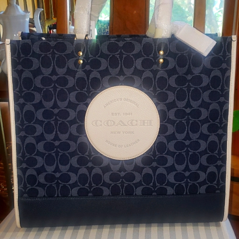 Coach Dempsey Tote 40 NWT in Jacquard Blue C Print